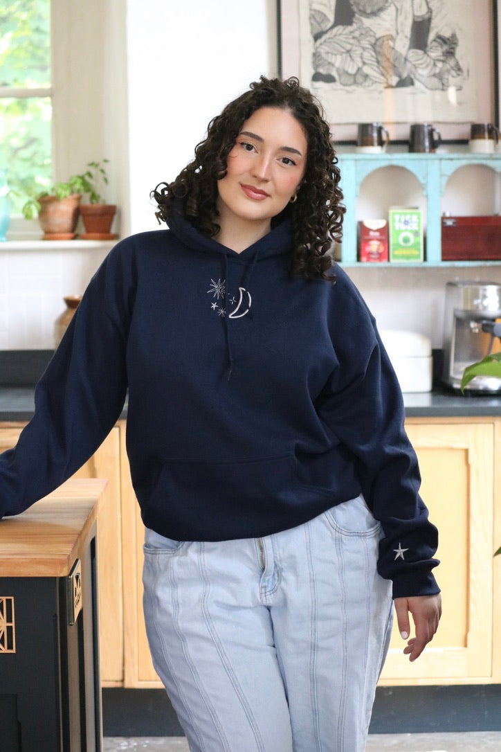 Star moon Initial Hoodie