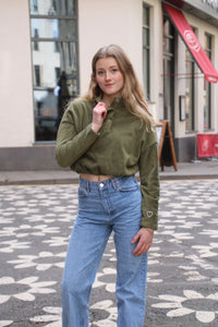 Cropped Fleece with sleeve embroidery