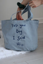 Load image into Gallery viewer, Slogan embroidered denim tote bag