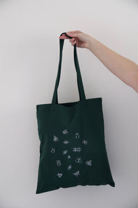 Lots of bugs embroidered tote bag
