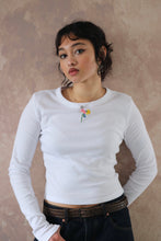 Load image into Gallery viewer, Embroidered Ribbed long sleeved crop