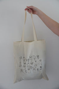 Doodle dog embroidered tote bag