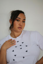 Load image into Gallery viewer, Lots of bees embroidered organic t-shirt