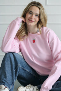 Embroidered Strawberry Sweater