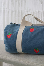 Load image into Gallery viewer, Denim Strawberry Barrel Bag