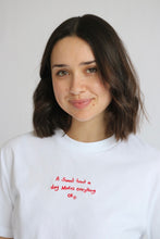 Load image into Gallery viewer, SALE - A Sweet treat a Day Slogan T-shirt - SMALL / medium WHITE