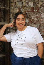 Load image into Gallery viewer, Lots of bees embroidered organic t-shirt