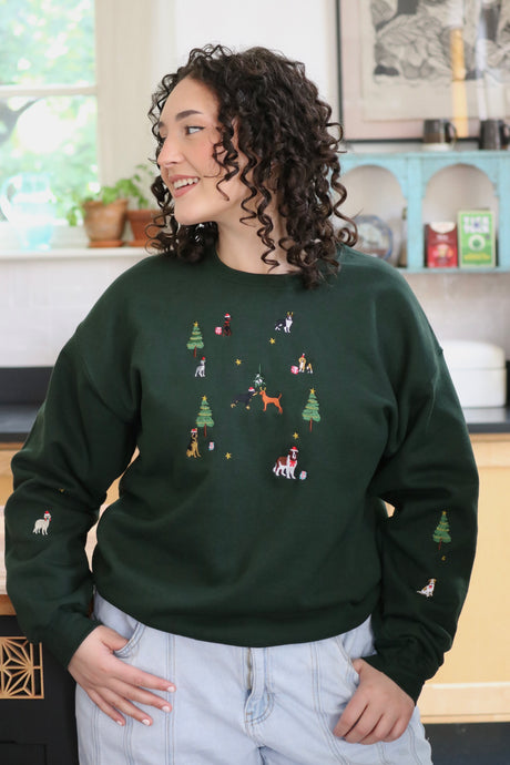 Dogs under the Mistletoe Sweater