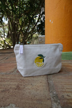 Load image into Gallery viewer, embroidered juicy fruits accessory purse / make up bag