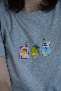 Lemonade juicy juicy drink embroidered organic t-shirt.