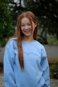 Ocean embroidered sweater with shell sleeve