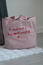 Load image into Gallery viewer, Slogan embroidered denim tote bag
