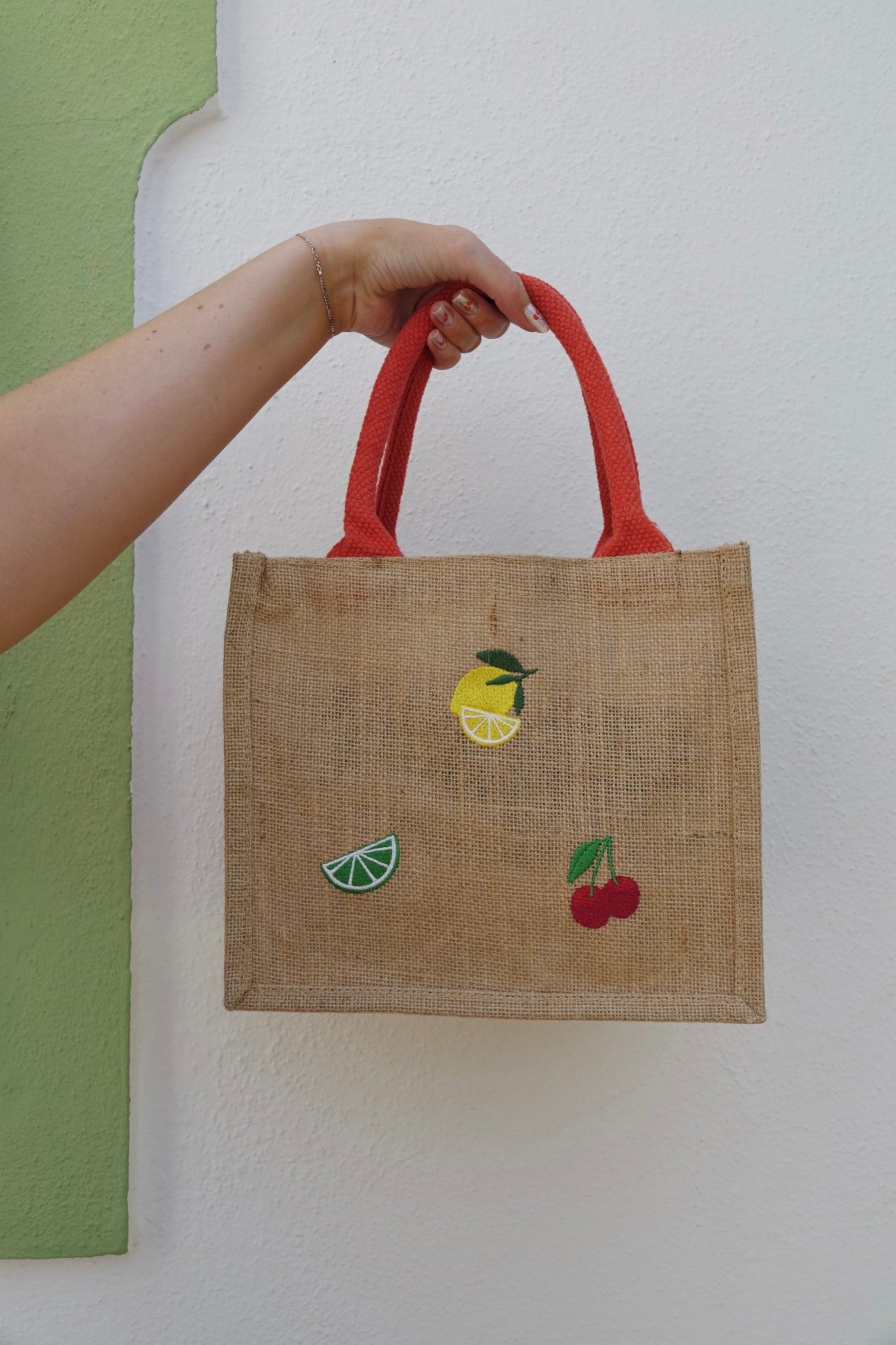 The multi fruit Mini Jute Bag – Emma Warren ltd