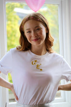 Load image into Gallery viewer, Star Moon Initial embroidered T-Shirt