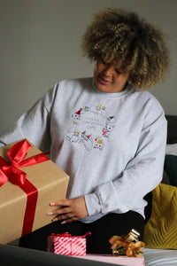 Crazy Christmas Cats embroidered sweater