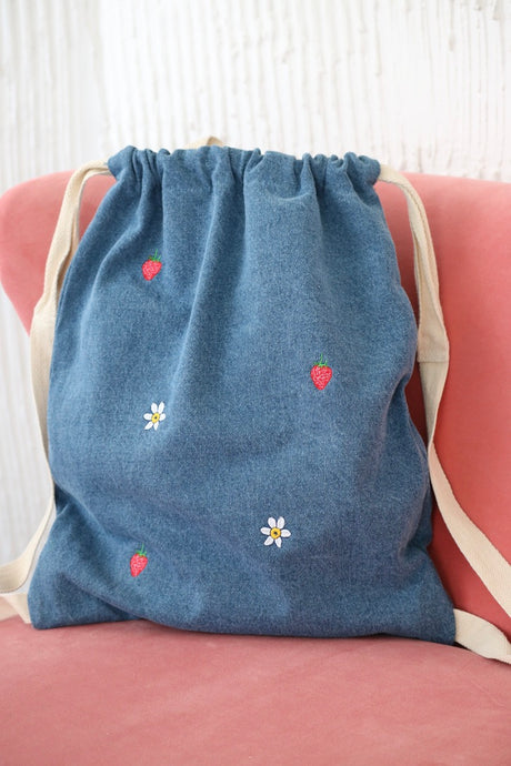Denim Drawcord Backpack