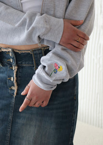 Embroidered Cropped Hoodie