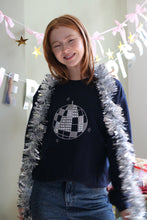 Load image into Gallery viewer, BACK SOON! Embroidered applique holographic metallic disco ball sweater
