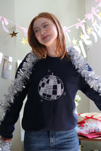 Load image into Gallery viewer, BACK SOON! Embroidered applique holographic metallic disco ball sweater