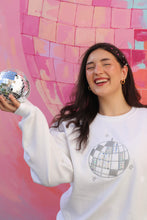 Load image into Gallery viewer, BACK SOON! Embroidered applique holographic metallic disco ball sweater