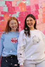 Load image into Gallery viewer, BACK SOON! Embroidered applique holographic metallic disco ball sweater