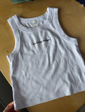 Load image into Gallery viewer, SALE - small white ribbed vest i love garrett graham