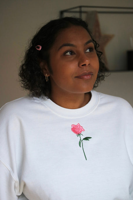 Single Pink Rose sweater