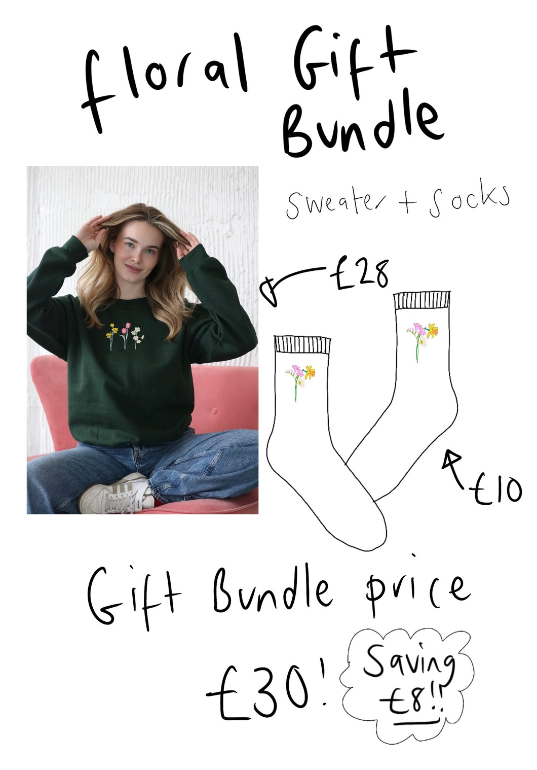 Floral Gift Bundle - Sweater & Socks Saving £8!