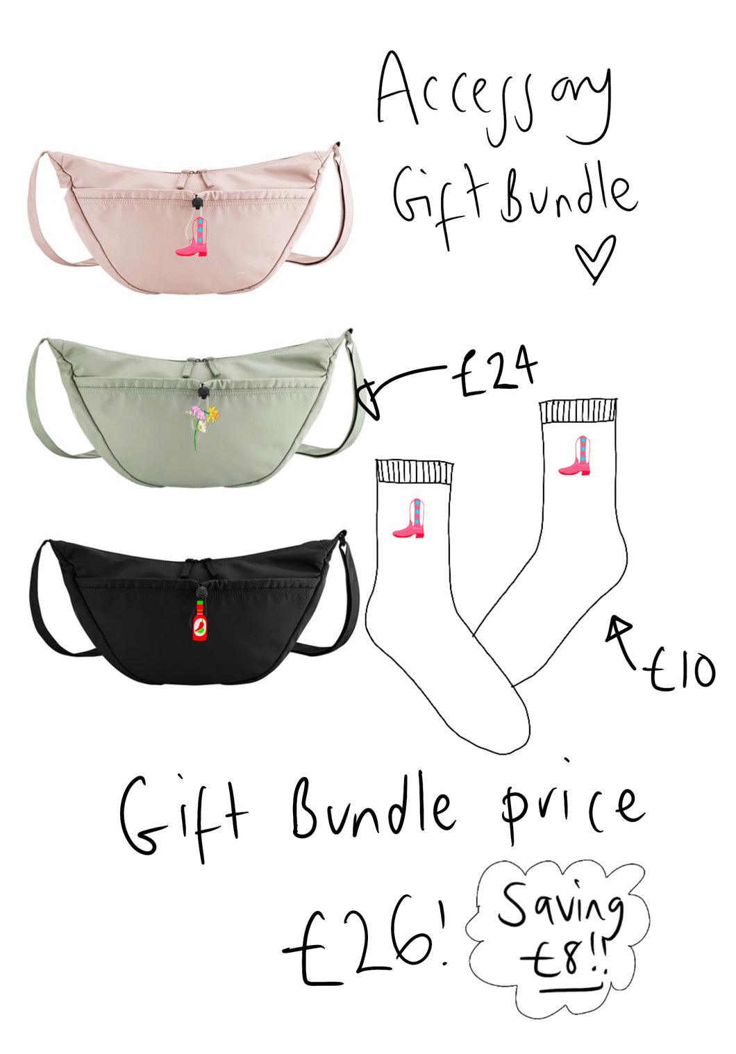 Accessory Gift Bundle - cross body bag plus socks! Saving £8