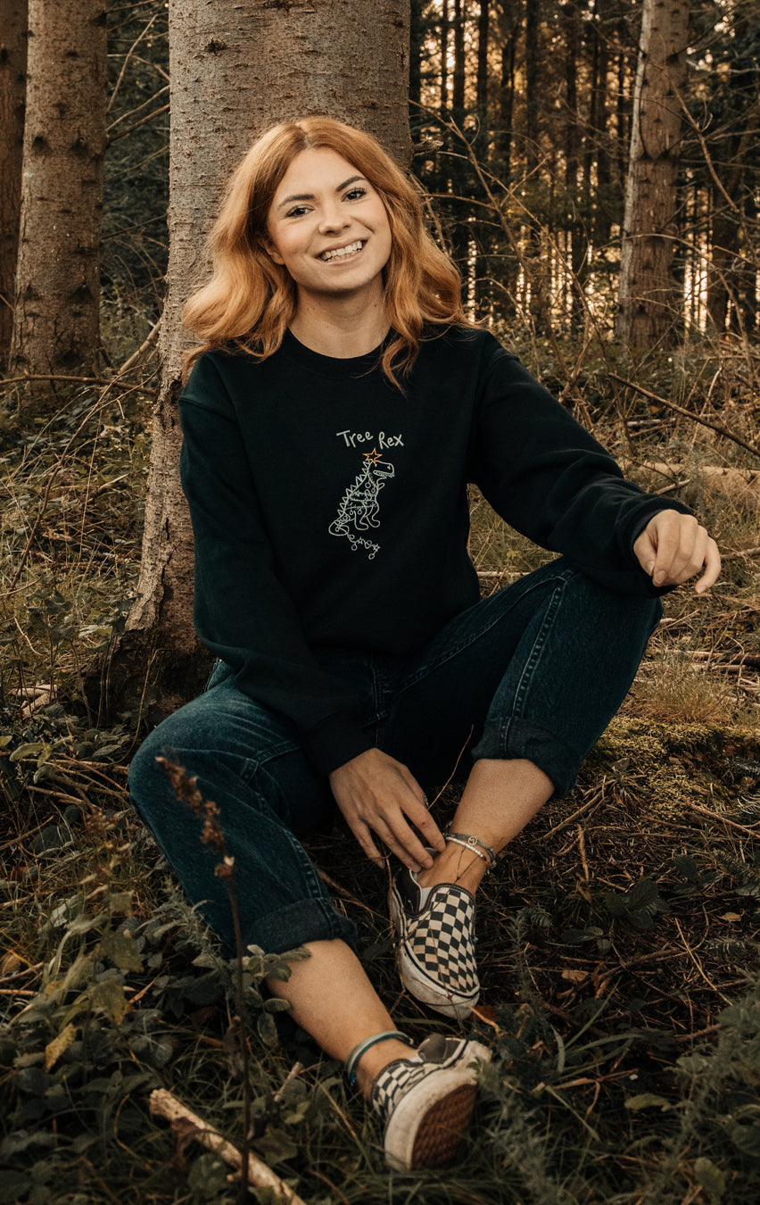 Tree rex embroidered Christmas sweater
