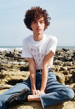 Load image into Gallery viewer, Floral embroidered organic t-shirt design