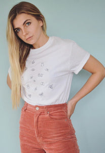 Lots of bugs embroidered organic t-shirt.