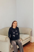 Load image into Gallery viewer, festive bugs embroidered sweater with bug star sleeve detail
