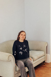 festive bugs embroidered sweater with bug star sleeve detail