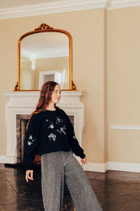 festive bugs embroidered sweater with bug star sleeve detail