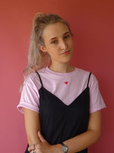 Load image into Gallery viewer, Mini bee embroidered organic t-shirt.