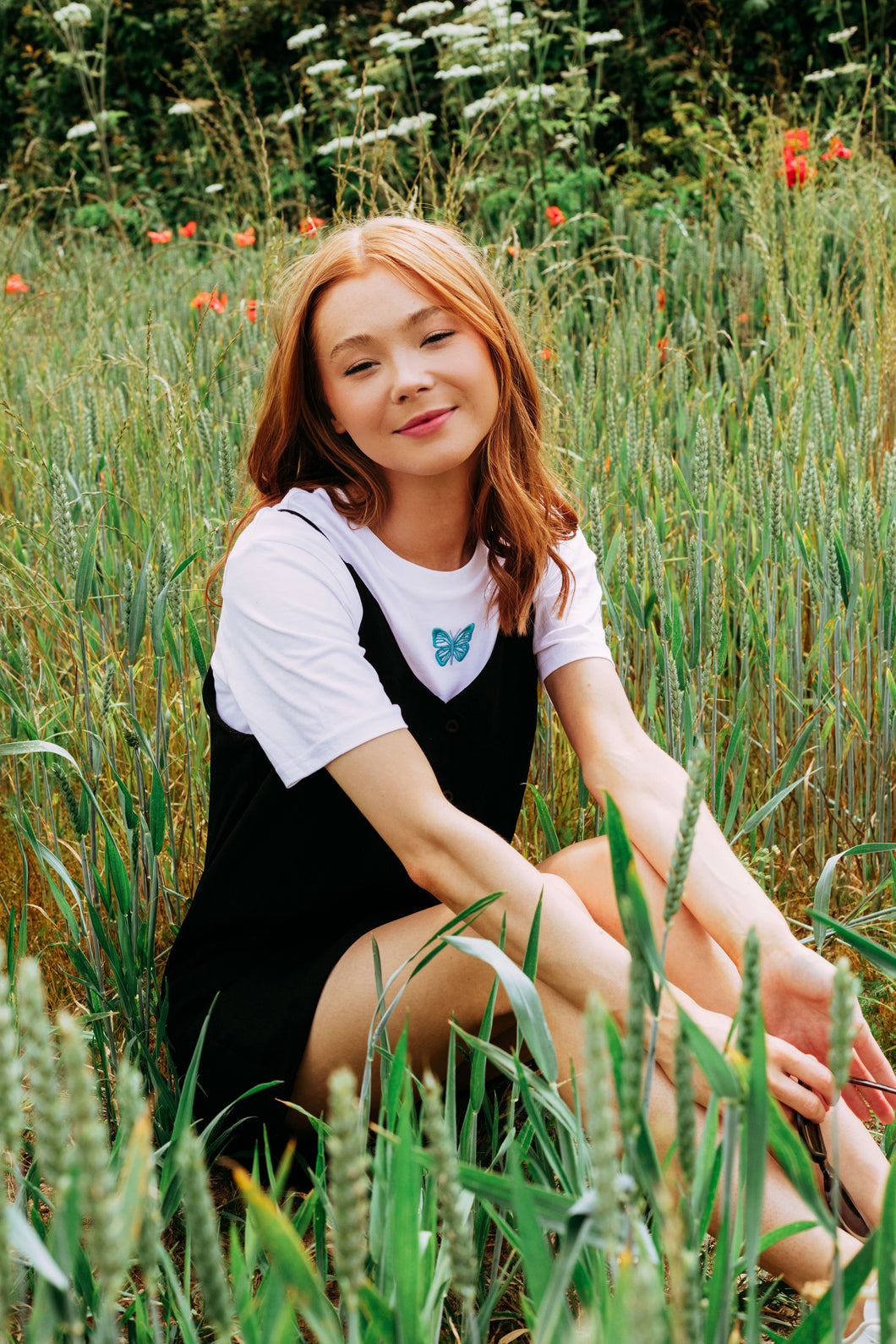 Colourful single butterfly t-shirt