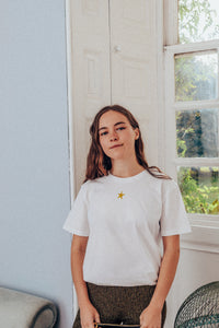 Mini star embroidered organic t-shirt.