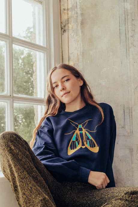 Embroidered large festive moth sweater