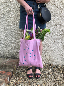 Lots of bees embroidered tote bag