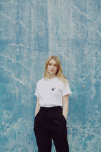 Load image into Gallery viewer, Bumble bee embroidered organic t-shirt.