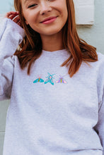 Load image into Gallery viewer, Embroidered trio of colourful moths sweater