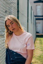 Load image into Gallery viewer, Hey have a nice day embroidered back with doodle bee on front sleeve t-shirt