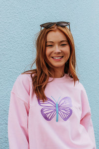 Embroidered large butterfly sweater