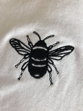 Load image into Gallery viewer, Bumble bee embroidered organic t-shirt.