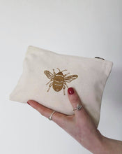 Load image into Gallery viewer, Bee embroidered accessory pouch