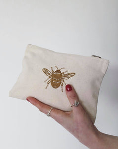 Bee embroidered accessory pouch