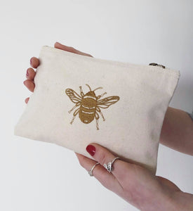 Bee embroidered accessory pouch