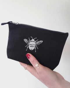 Bee embroidered accessory purse / make up bag