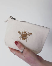 Load image into Gallery viewer, Bee embroidered accessory purse / make up bag